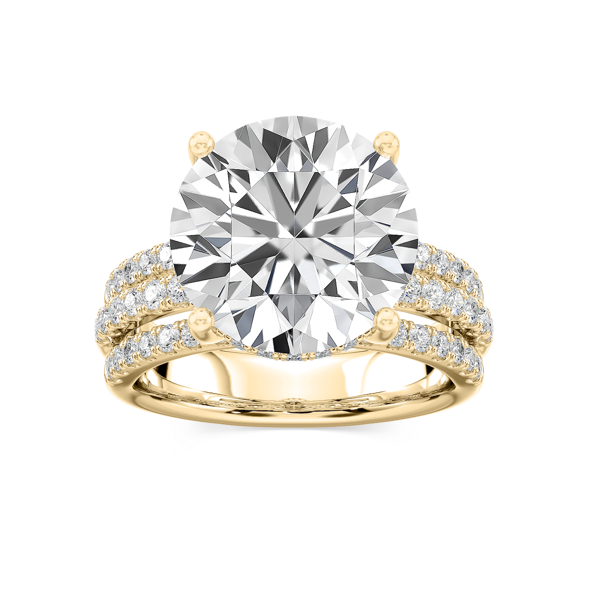 Lasha 11 ⅕ ctw Emerald Lab Grown Diamond Triple Row Hidden Halo Engagement Ring - Signature Collection