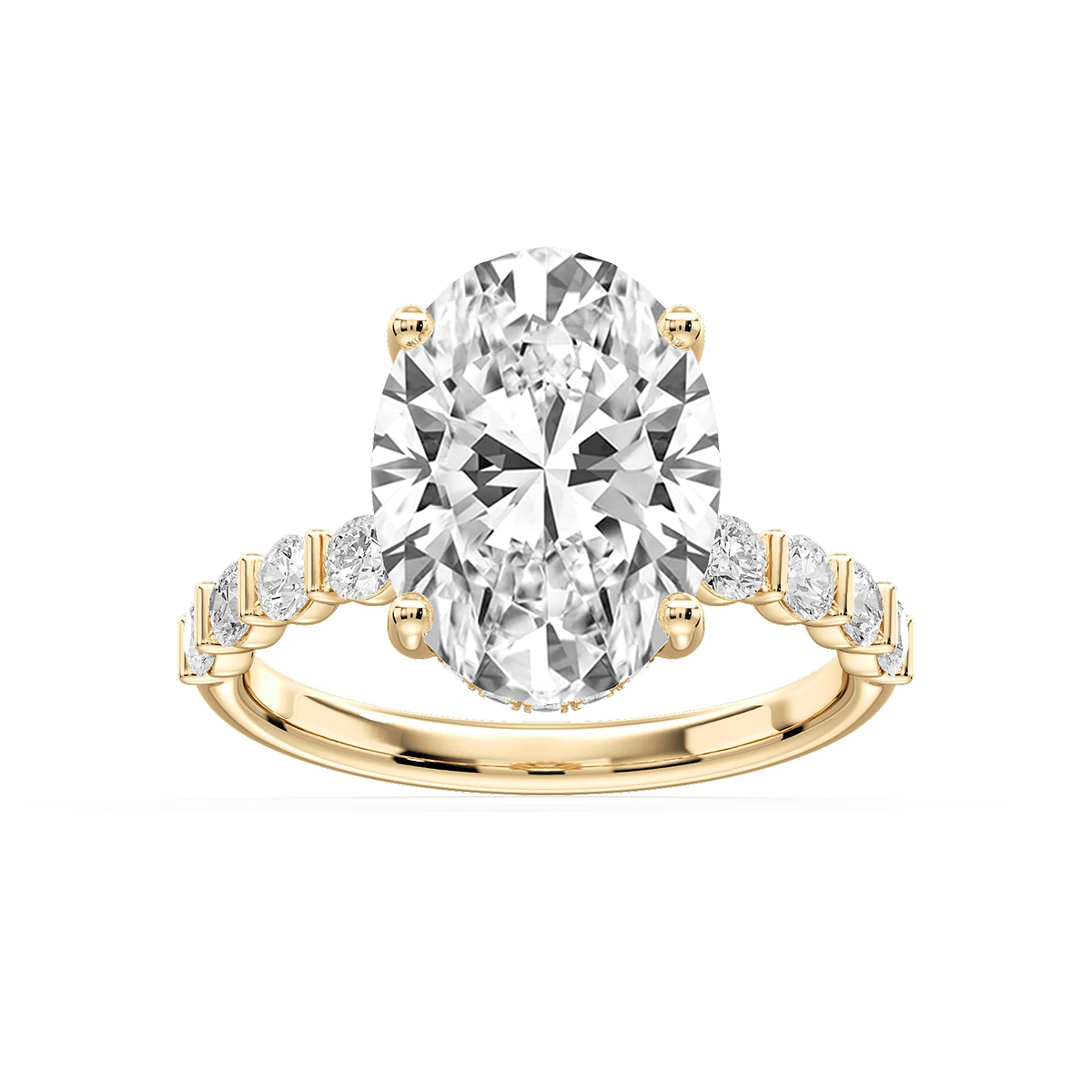 Lillie Oval Lab Grown Diamond Bar Set Hidden Halo Engagement Ring