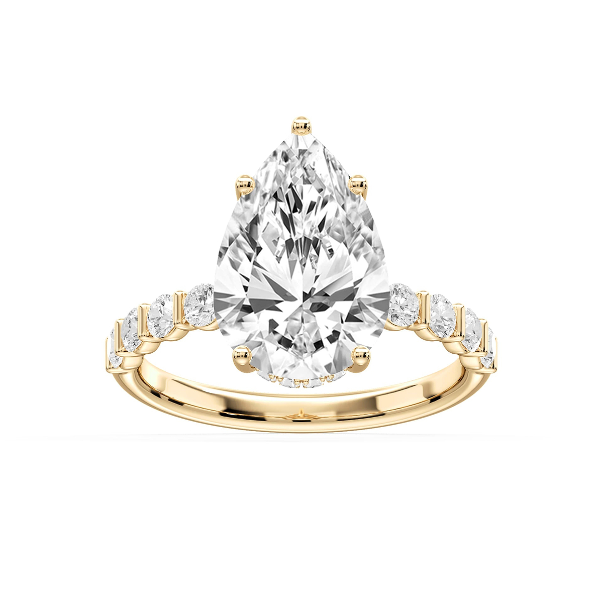 Lillie Pear Lab Grown Diamond Bar Set Hidden Halo Engagement Ring
