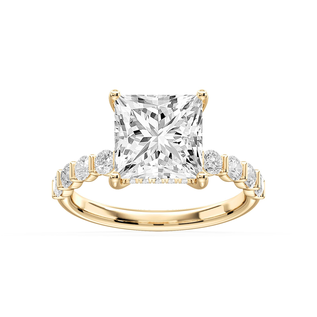 Lillie Princess Lab Grown Diamond Bar Set Hidden Halo Engagement Ring