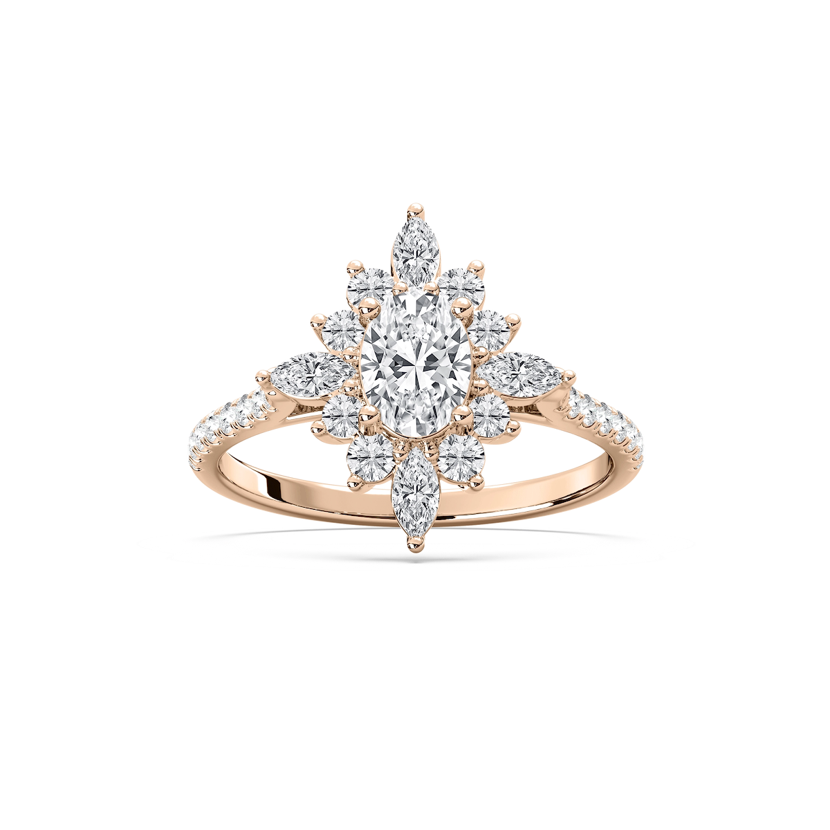 アクセサリー Lab-Grown Diamond Mined Ring Small Lillith 1 ¹⁄₄ ctw Oval Lab Grown Diamond Ornate Halo Promise Ring
