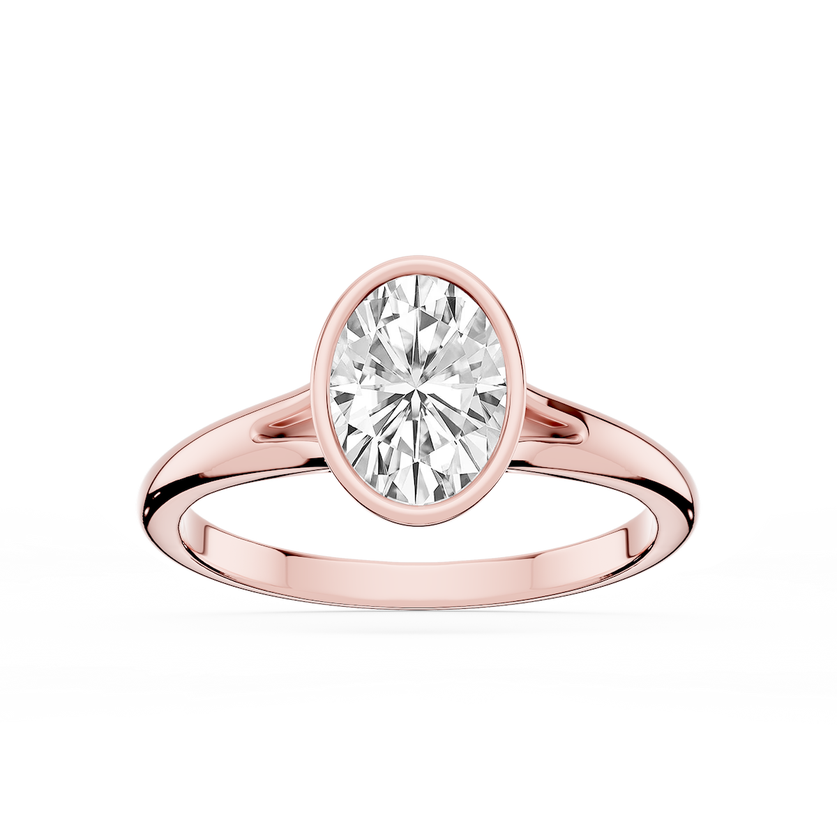 Linda Oval Lab Grown Diamond Bezel Split Shank Solitaire Engagement Ring