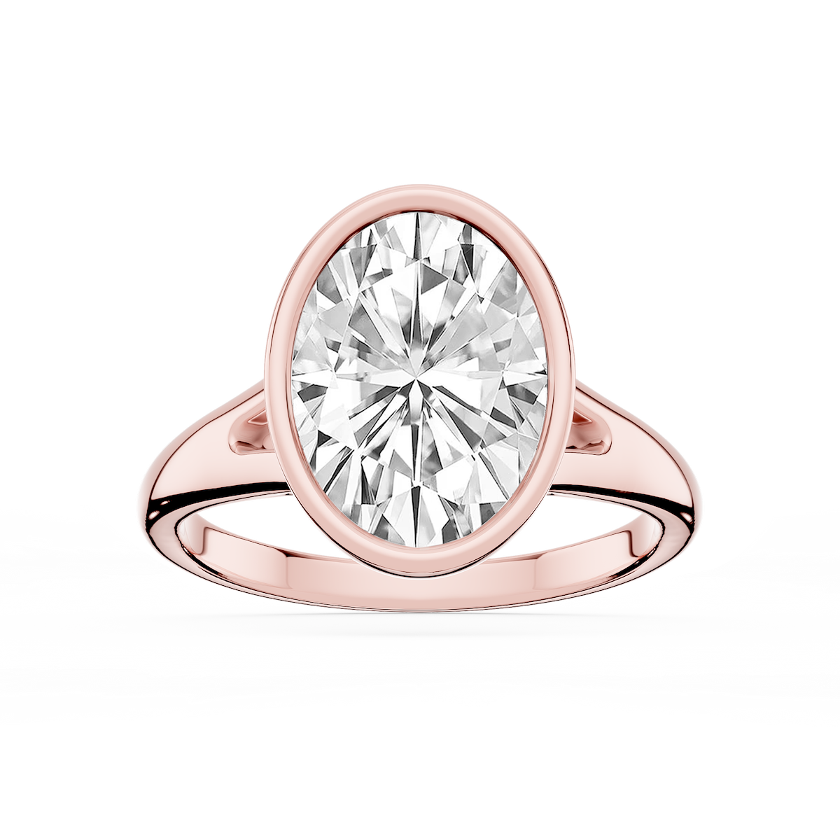 Linda Oval Lab Grown Diamond Bezel Split Shank Solitaire Engagement Ring