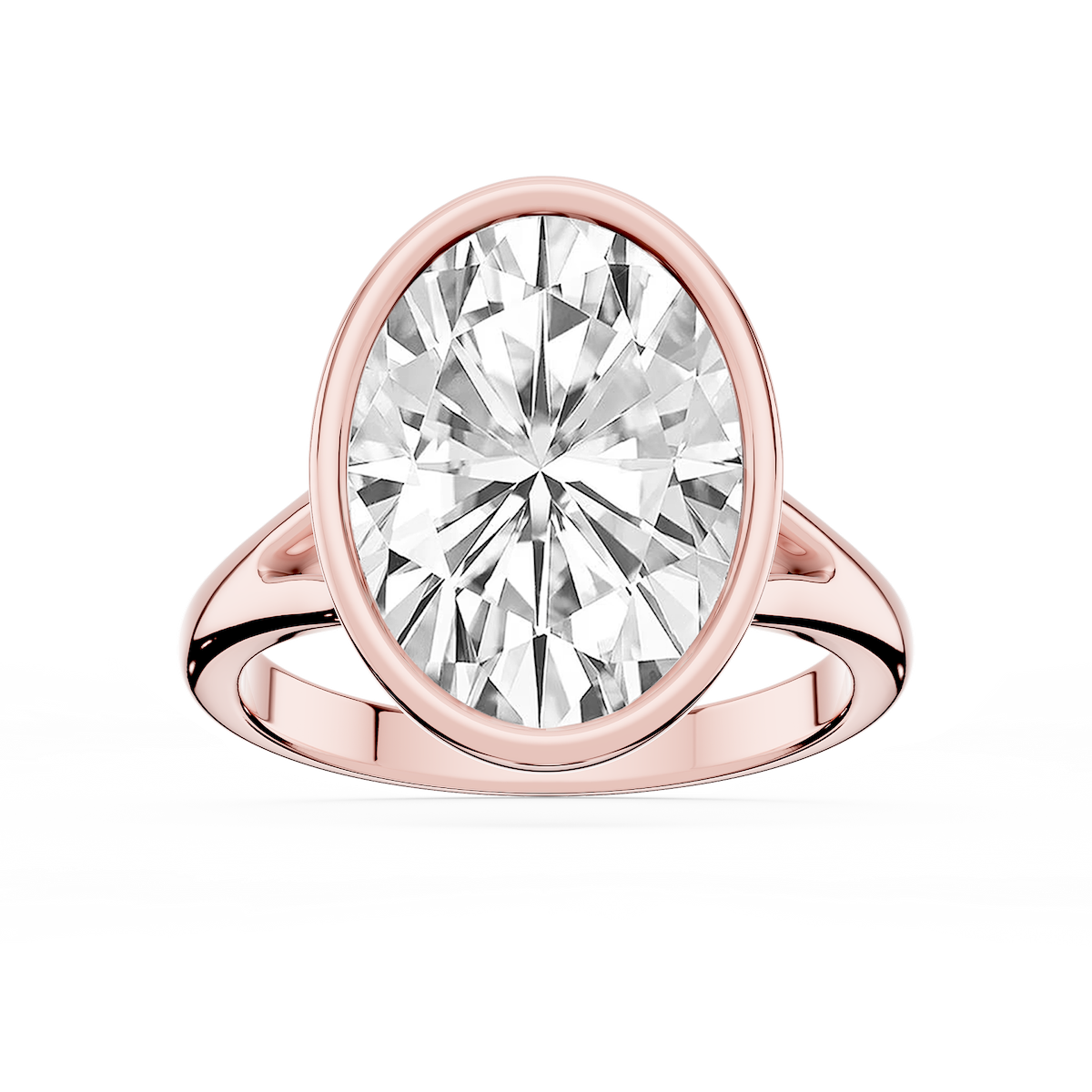 Linda Oval Lab Grown Diamond Bezel Split Shank Solitaire Engagement Ring