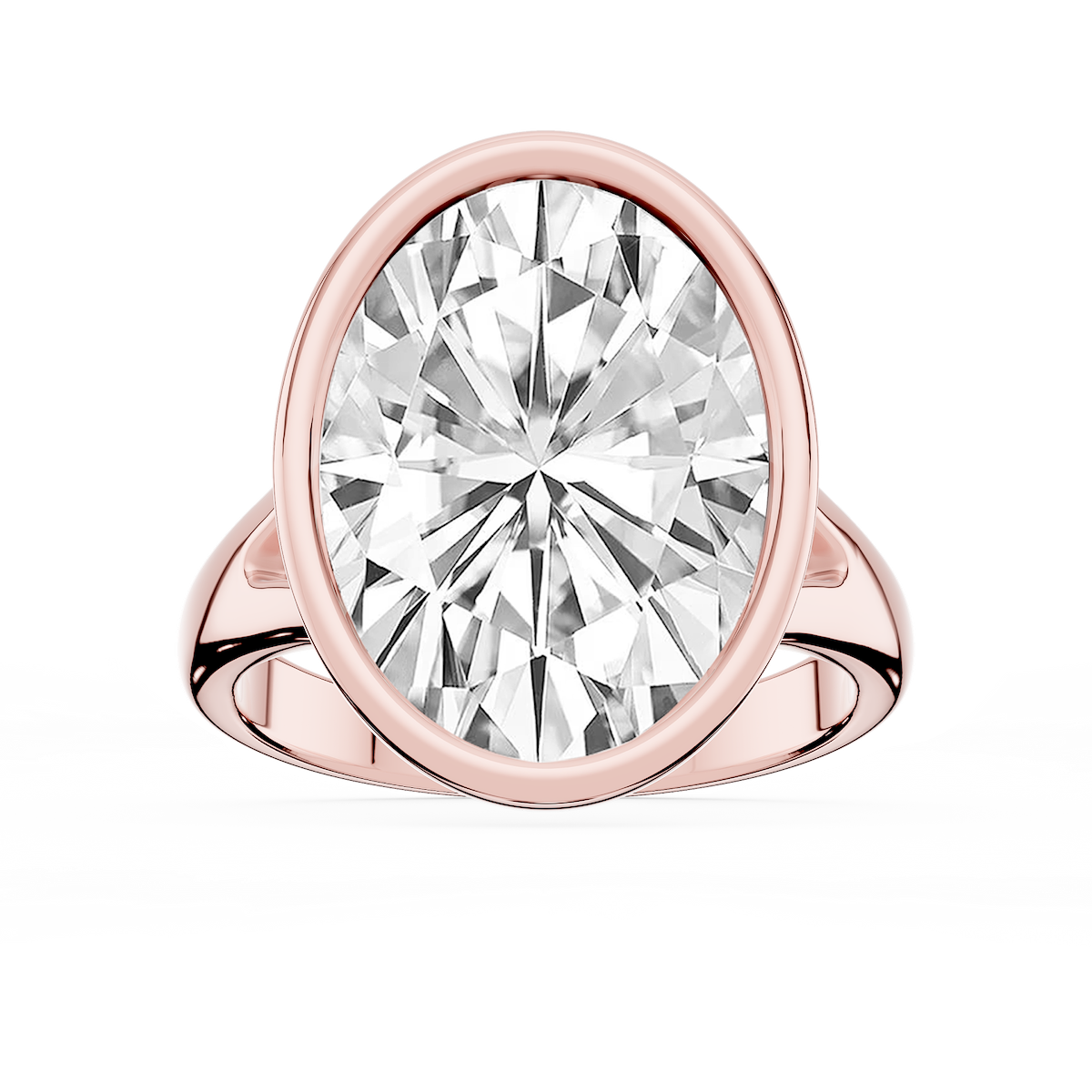 Linda Oval Lab Grown Diamond Bezel Split Shank Solitaire Engagement Ring