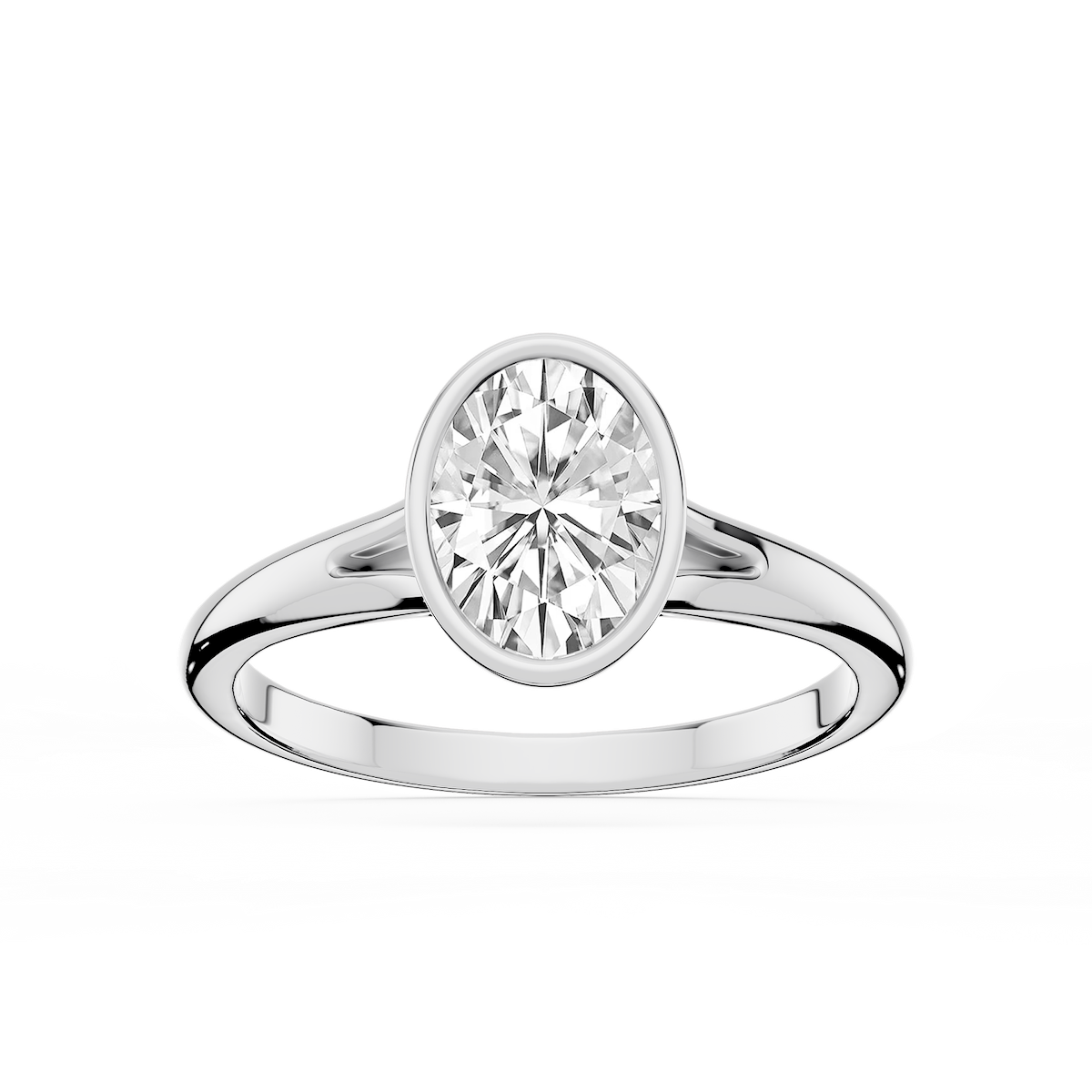 Linda Oval Lab Grown Diamond Bezel Split Shank Solitaire Engagement Ring