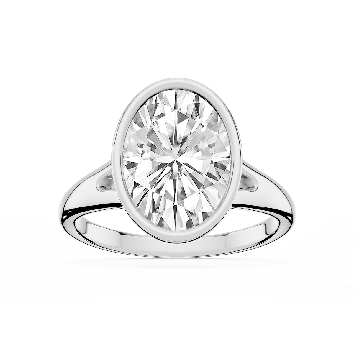 Linda Oval Lab Grown Diamond Bezel Split Shank Solitaire Engagement Ring