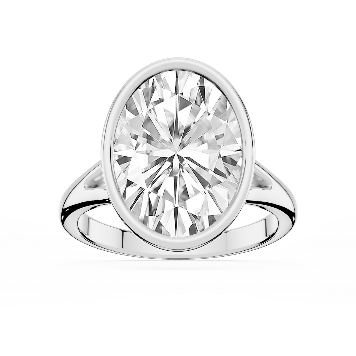 Linda Oval Lab Grown Diamond Bezel Split Shank Solitaire Engagement Ring