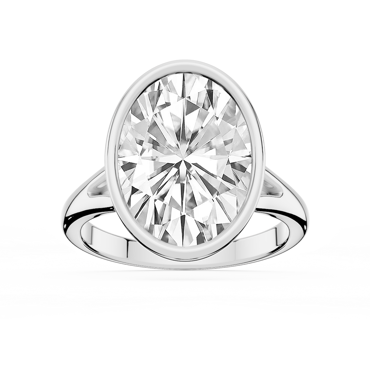 Linda Oval Lab Grown Diamond Bezel Split Shank Solitaire Engagement Ring