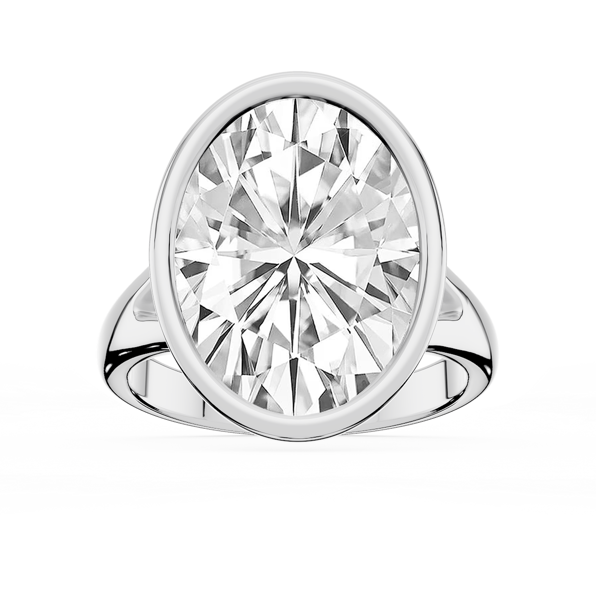 Linda Oval Lab Grown Diamond Bezel Split Shank Solitaire Engagement Ring