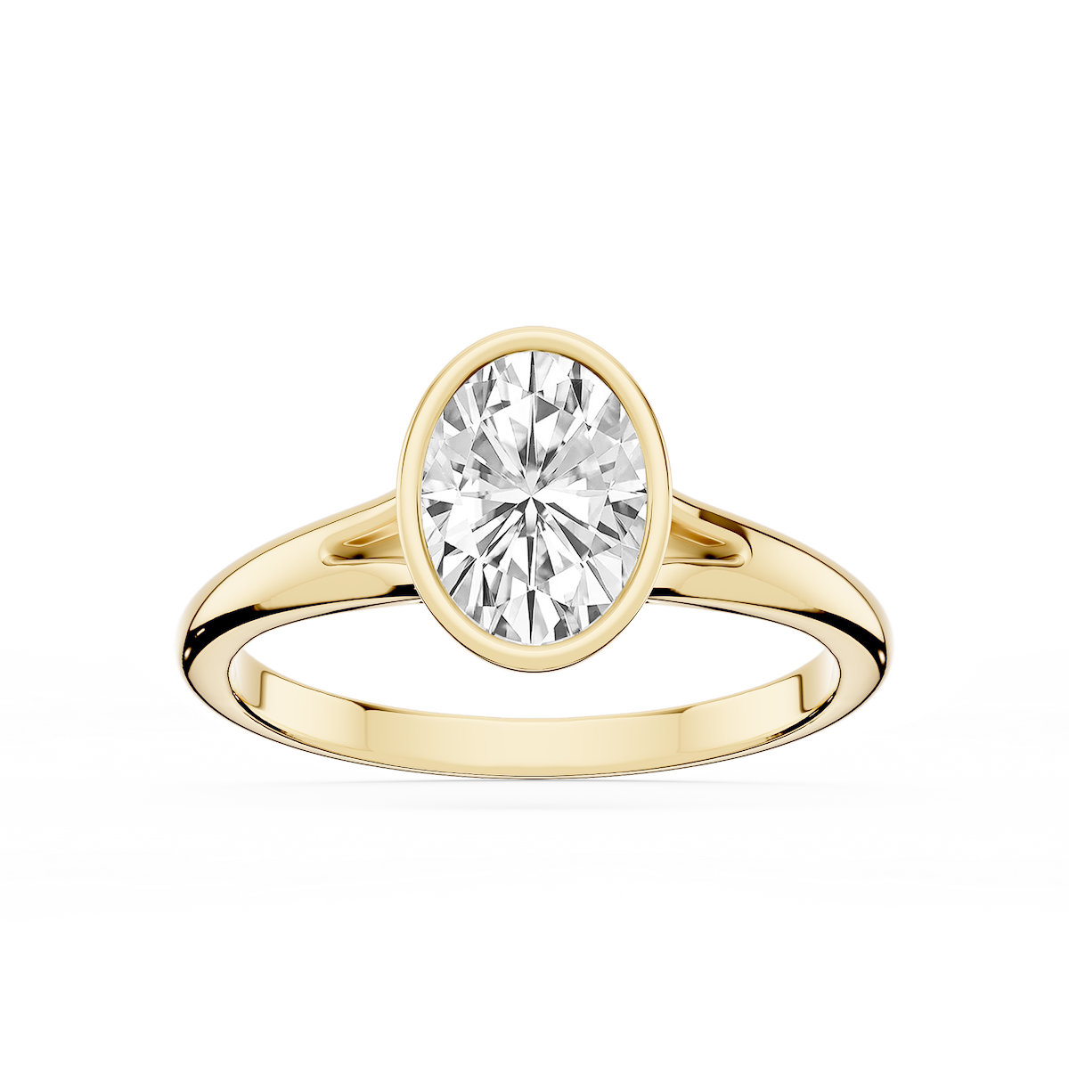 Linda Oval Lab Grown Diamond Bezel Split Shank Solitaire Engagement Ring