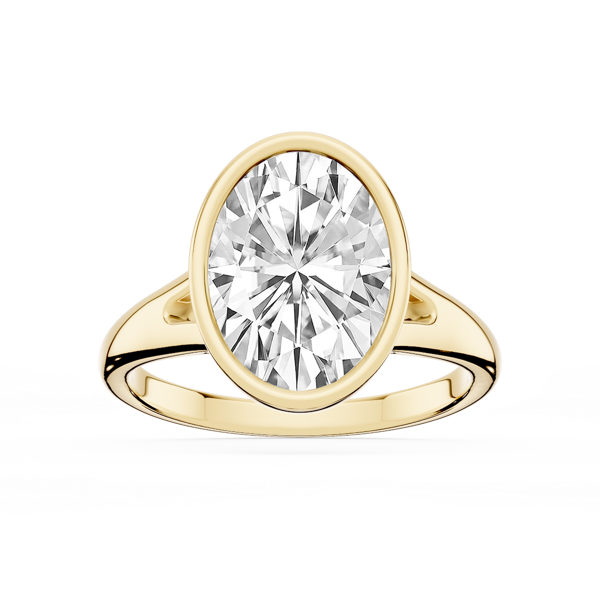 Linda Oval Lab Grown Diamond Bezel Split Shank Solitaire Engagement Ring