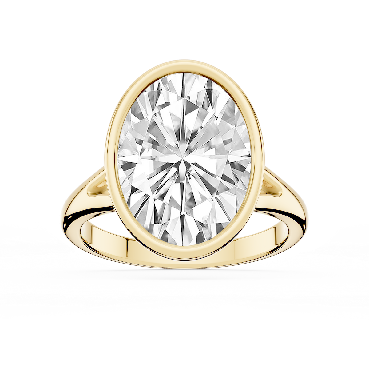 Linda Oval Lab Grown Diamond Bezel Split Shank Solitaire Engagement Ring