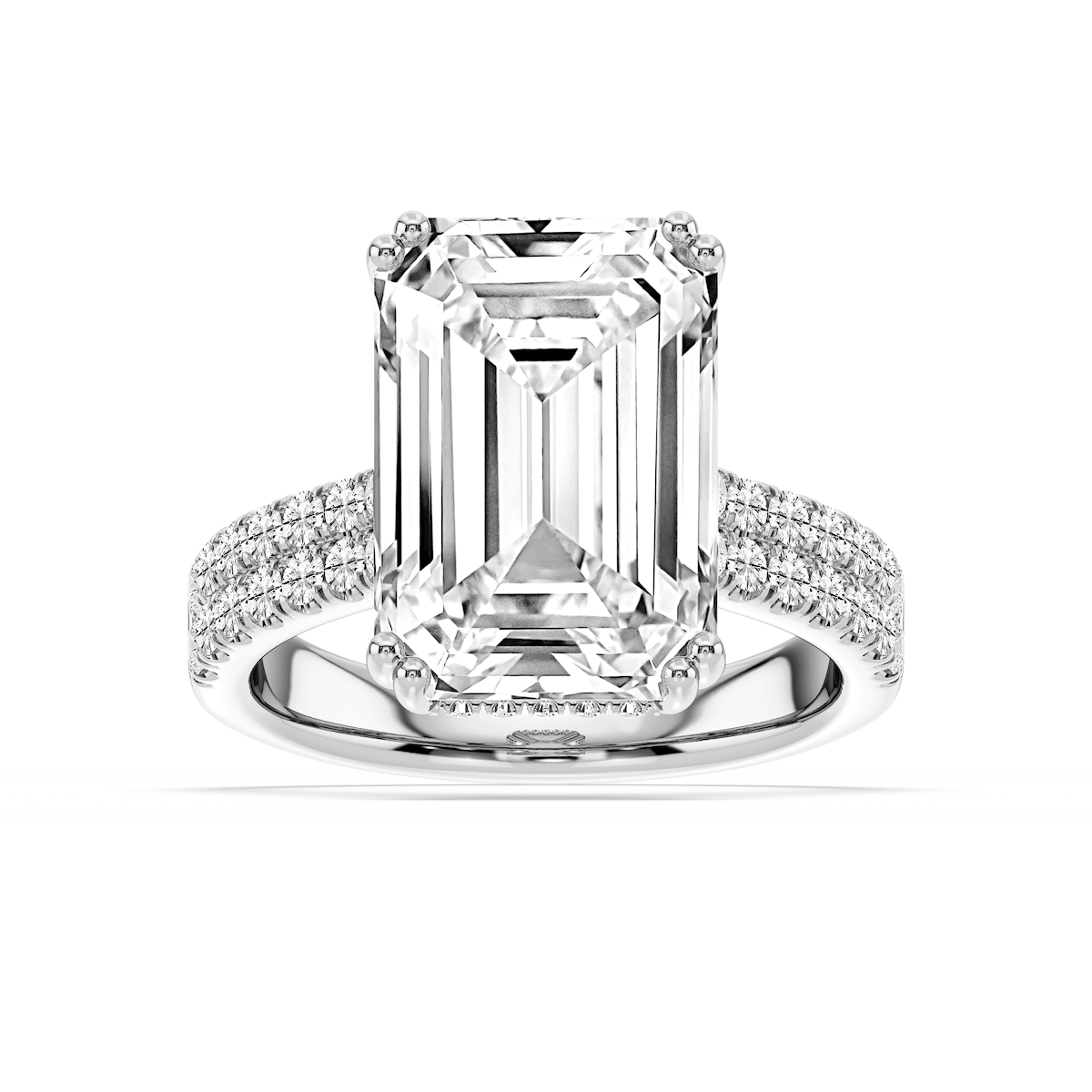 London 10 ¾ ctw Emerald Lab Grown Diamond Hidden Halo Engagement Ring - Signature Collection