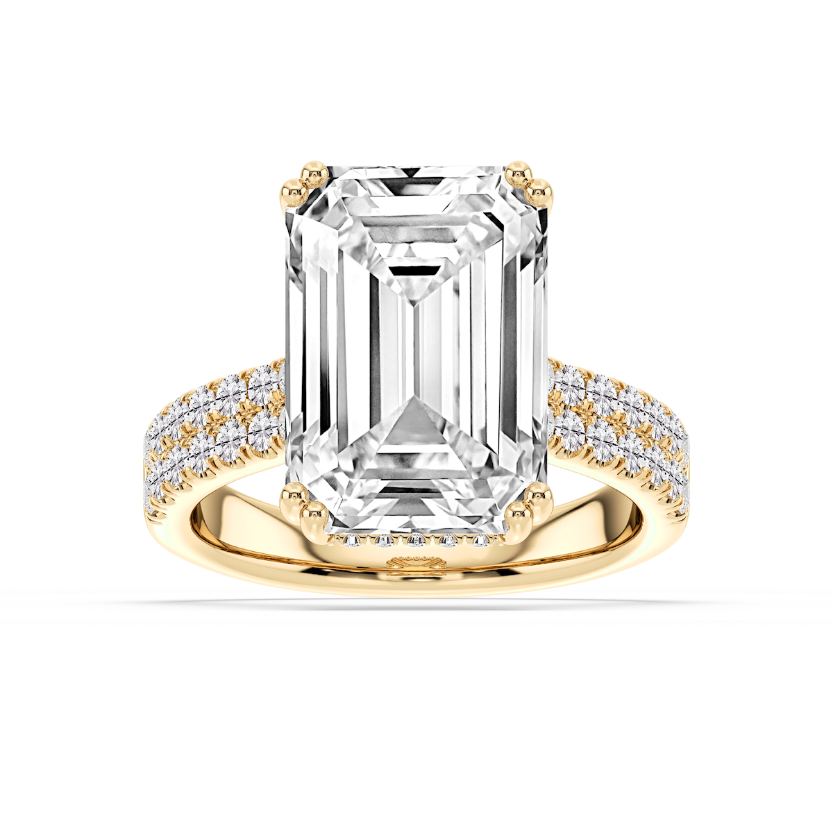 London 10 ¾ ctw Emerald Lab Grown Diamond Hidden Halo Engagement Ring - Signature Collection