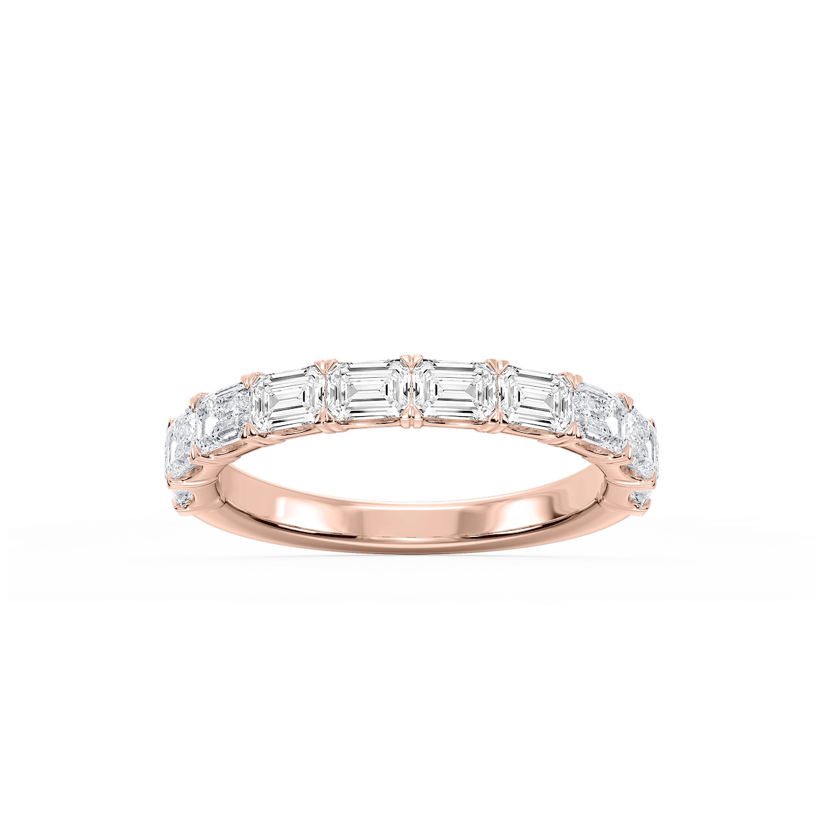 Mae Emerald Lab Grown Diamond East West V-Prong Anniversary Band