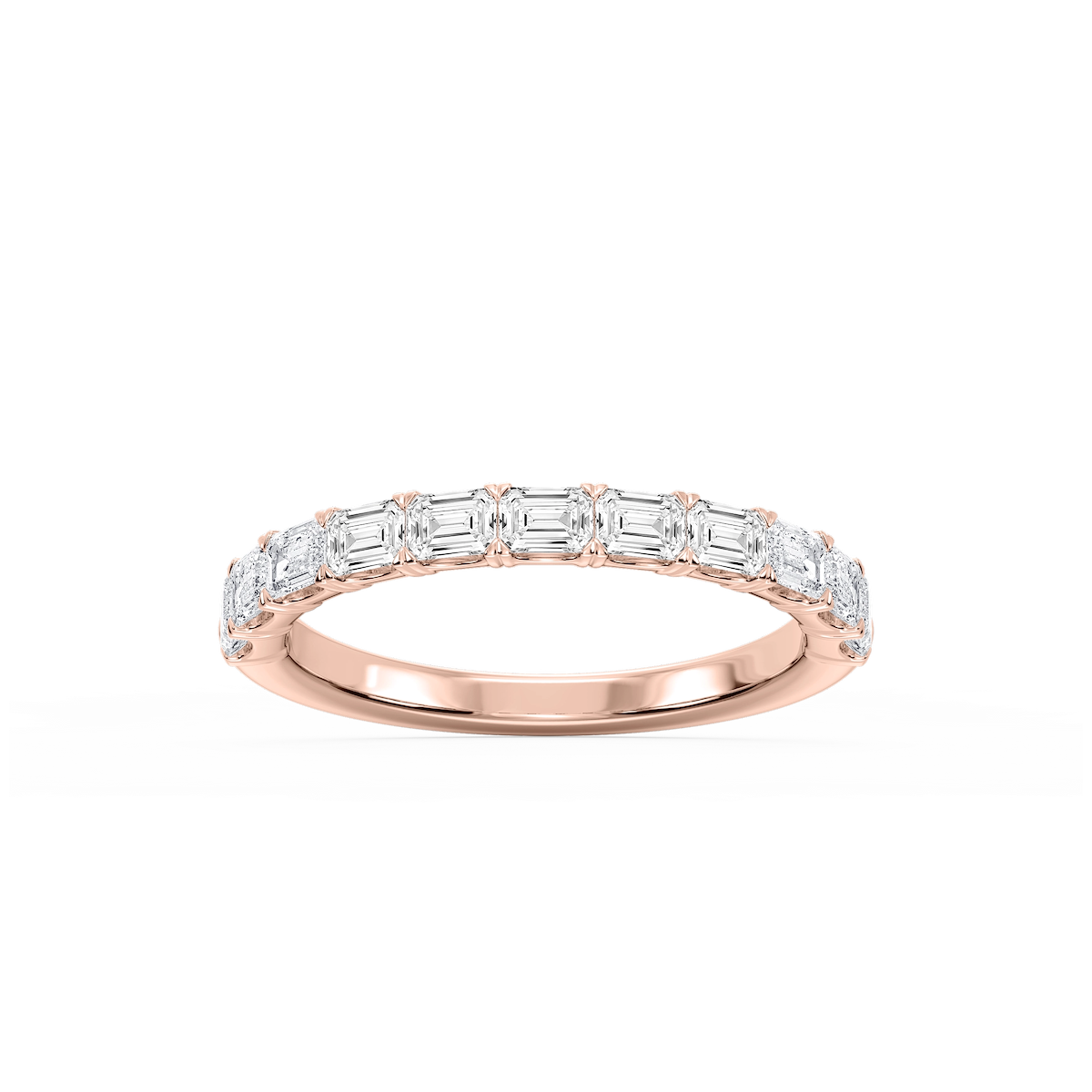 Mae Emerald Lab Grown Diamond East West V-Prong Anniversary Band