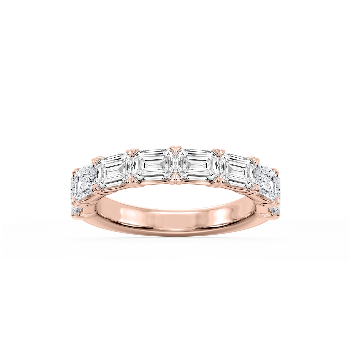 Mae Emerald Lab Grown Diamond East West V-Prong Anniversary Band