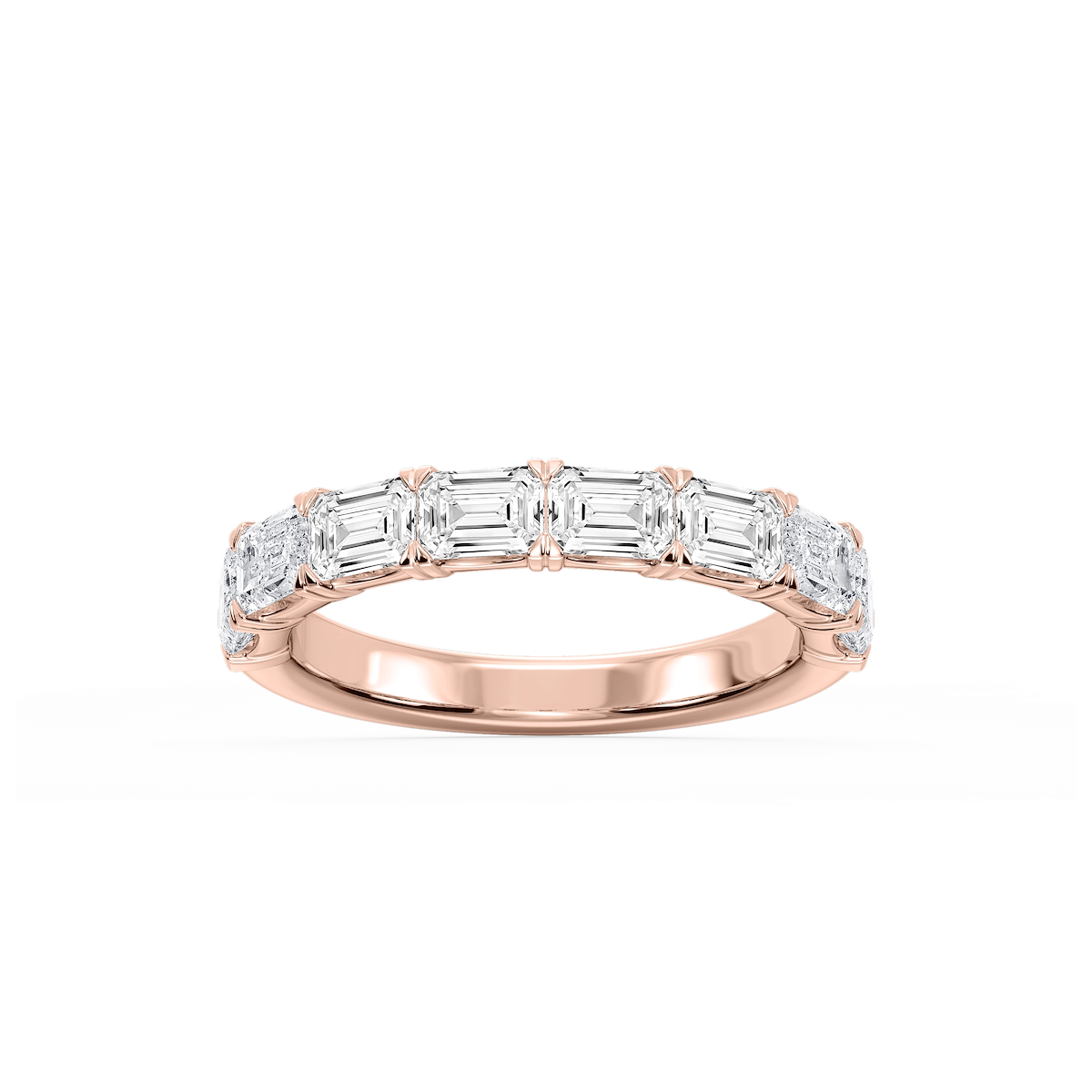 Mae Emerald Lab Grown Diamond East West V-Prong Anniversary Band