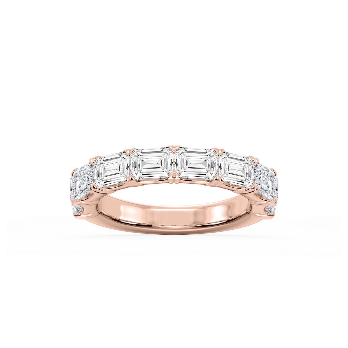 Mae Emerald Lab Grown Diamond East West V-Prong Anniversary Band
