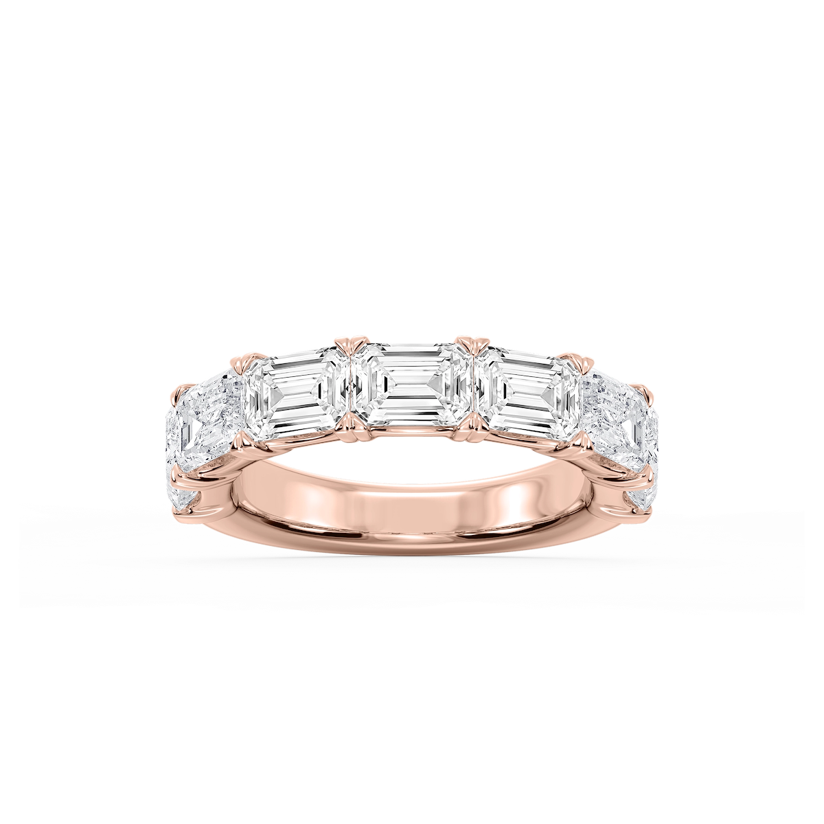 Mae Emerald Lab Grown Diamond East West V-Prong Anniversary Band