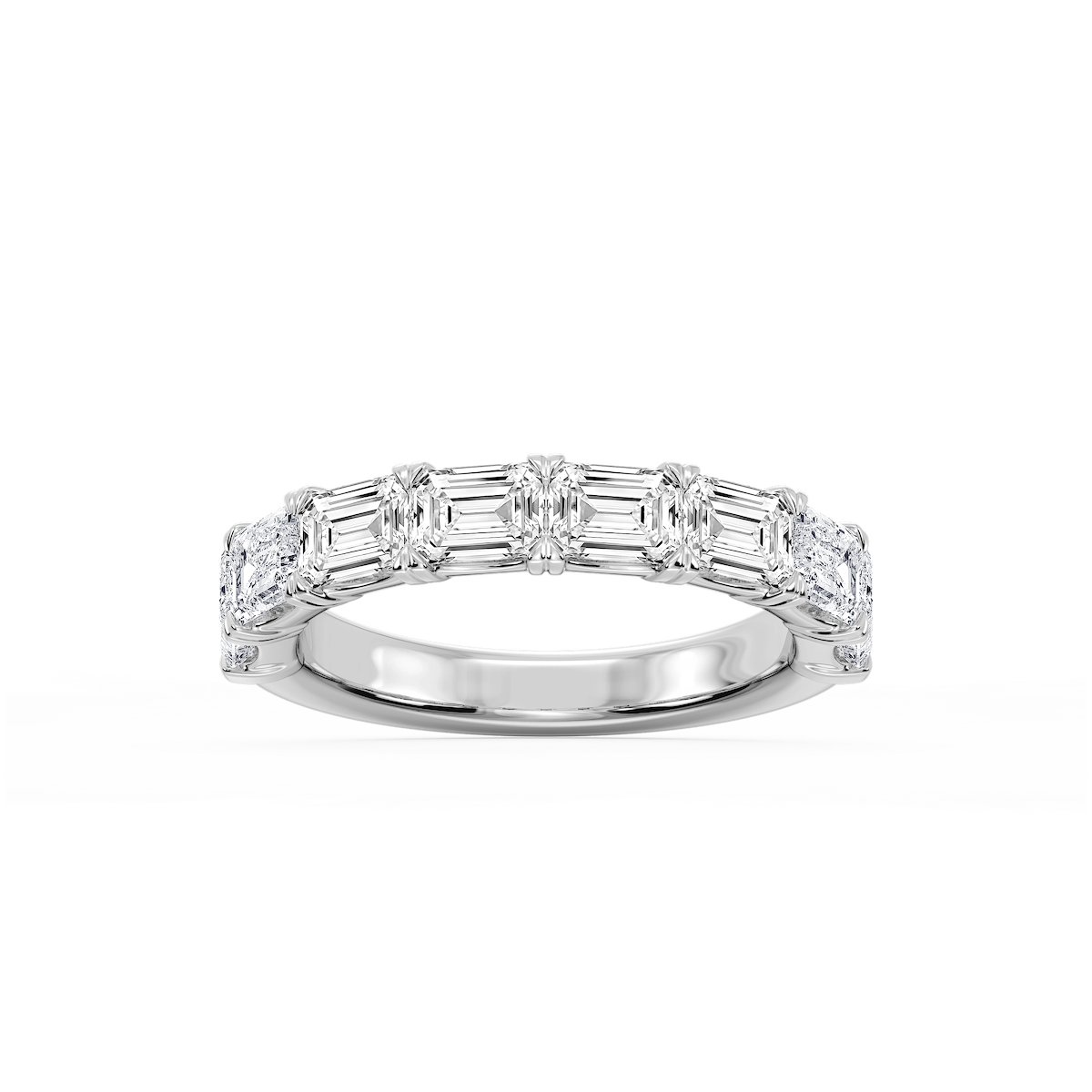 Mae Emerald Lab Grown Diamond East West V-Prong Anniversary Band