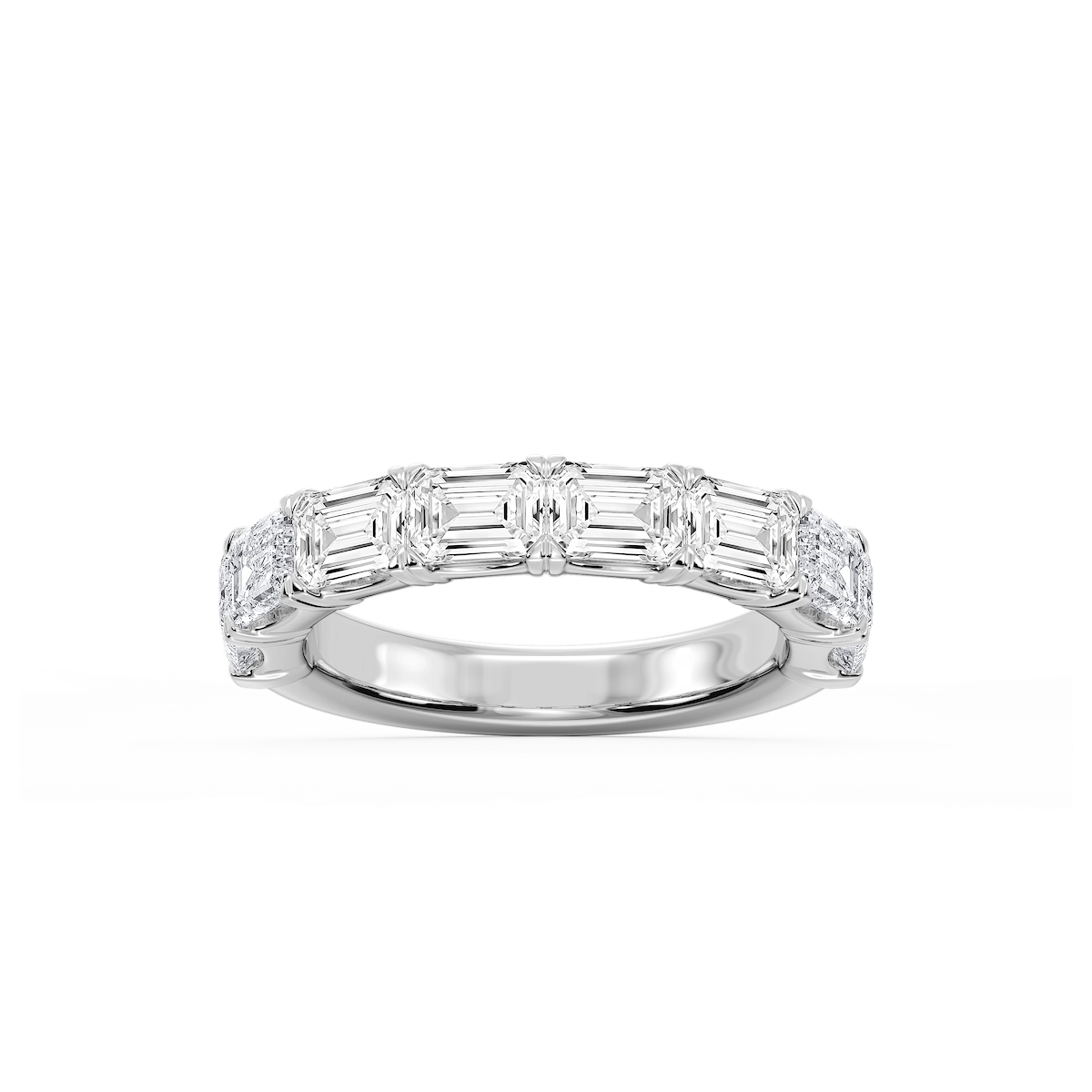Mae Emerald Lab Grown Diamond East West V-Prong Anniversary Band