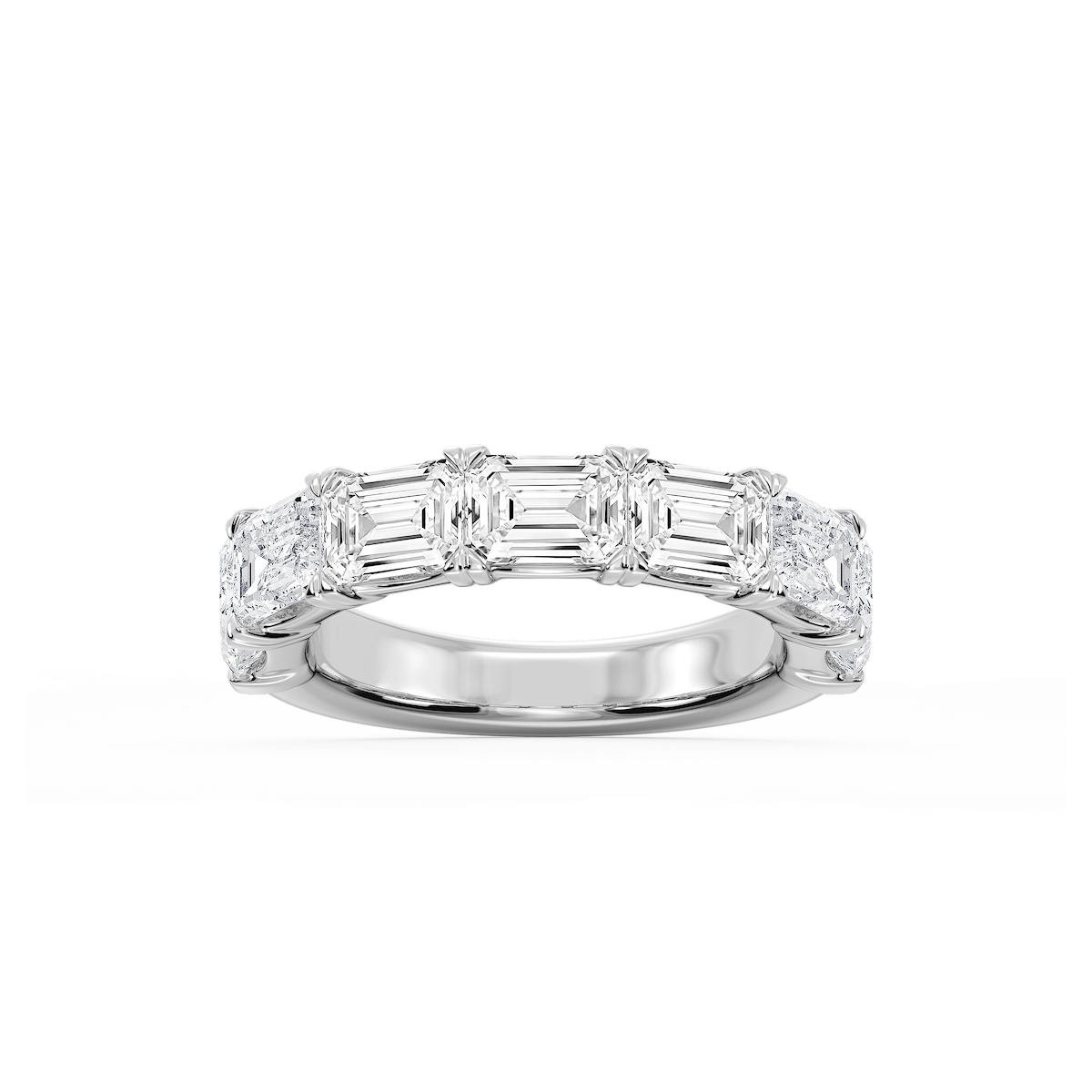 Mae Emerald Lab Grown Diamond East West V-Prong Anniversary Band