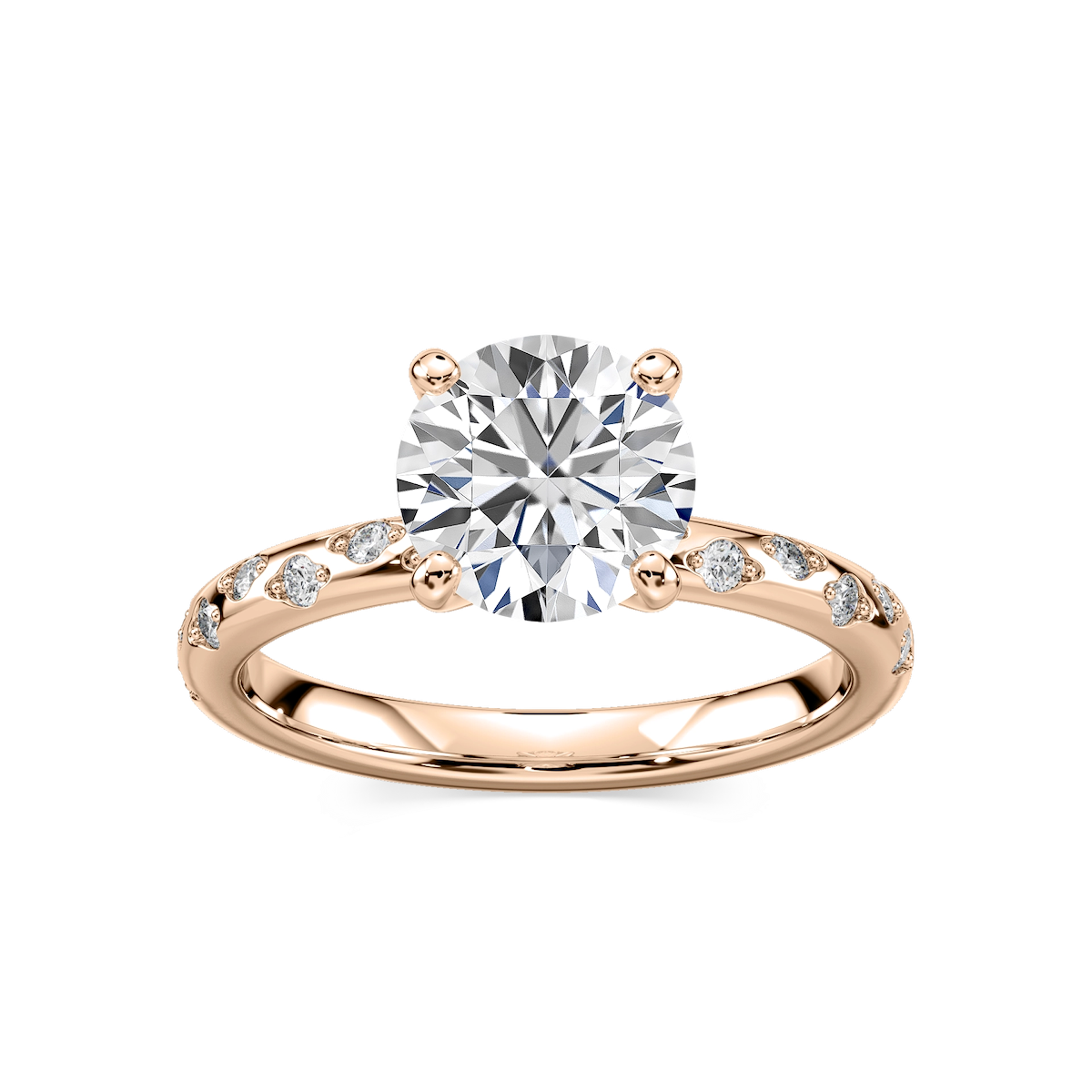 Rylee Round Lab Grown Diamond Scattered Side Stone Engagement Ring