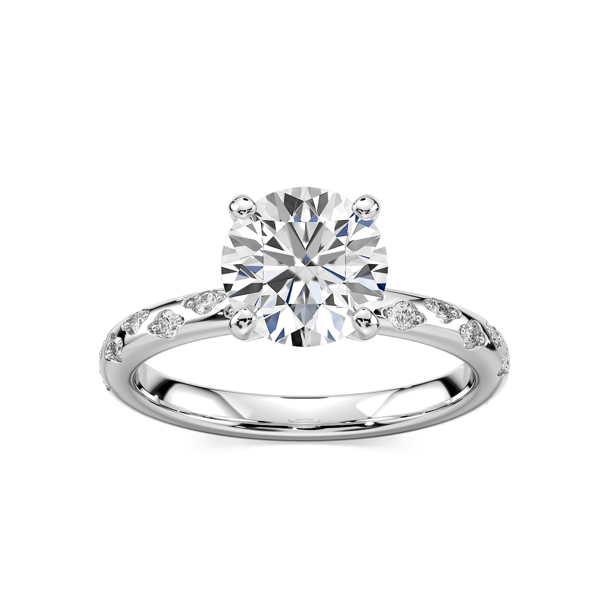 Rylee Round Lab Grown Diamond Scattered Side Stone Engagement Ring