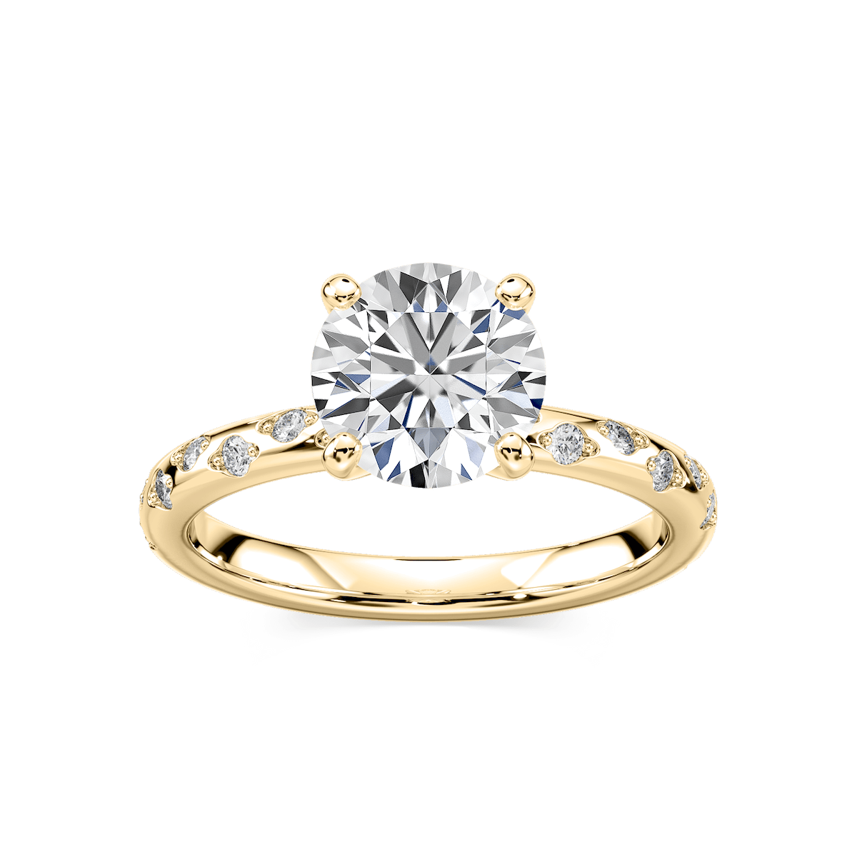 Rylee Round Lab Grown Diamond Scattered Side Stone Engagement Ring