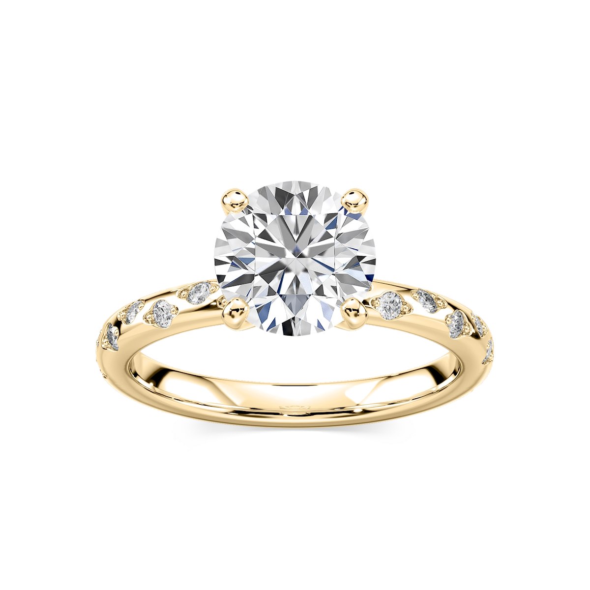 Rylee Round Lab Grown Diamond Scattered Side Stone Engagement Ring