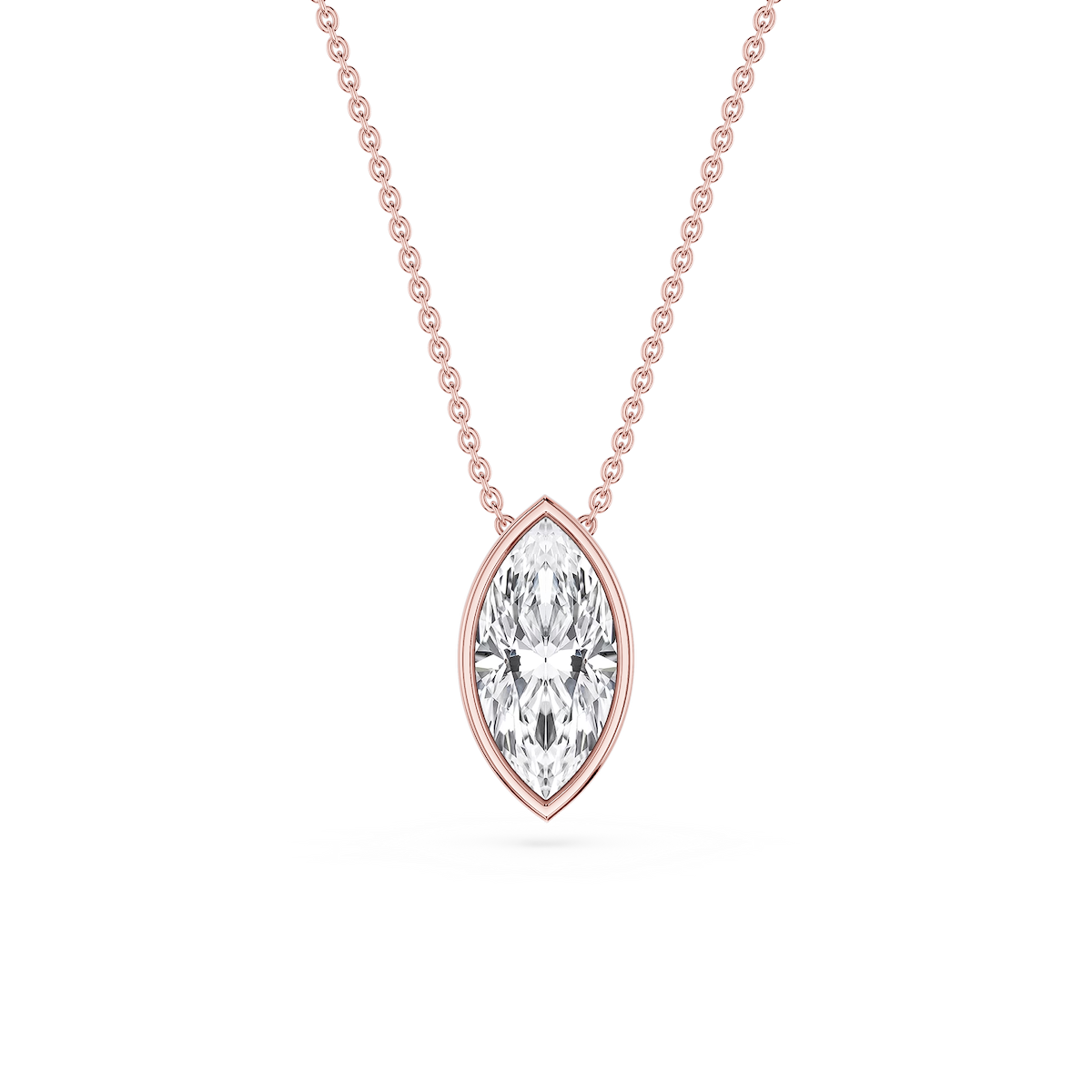 Marquise Lab Grown Diamond Bezel Solitaire Pendant - 18 Inches