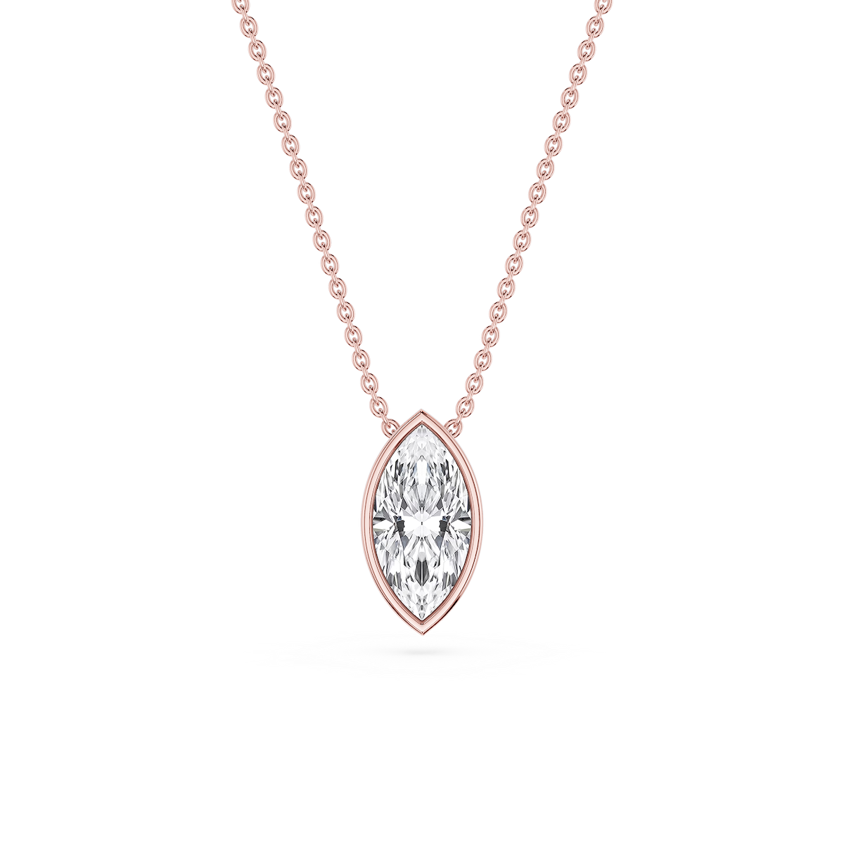 Marquise Lab Grown Diamond Bezel Solitaire Pendant - 18 Inches