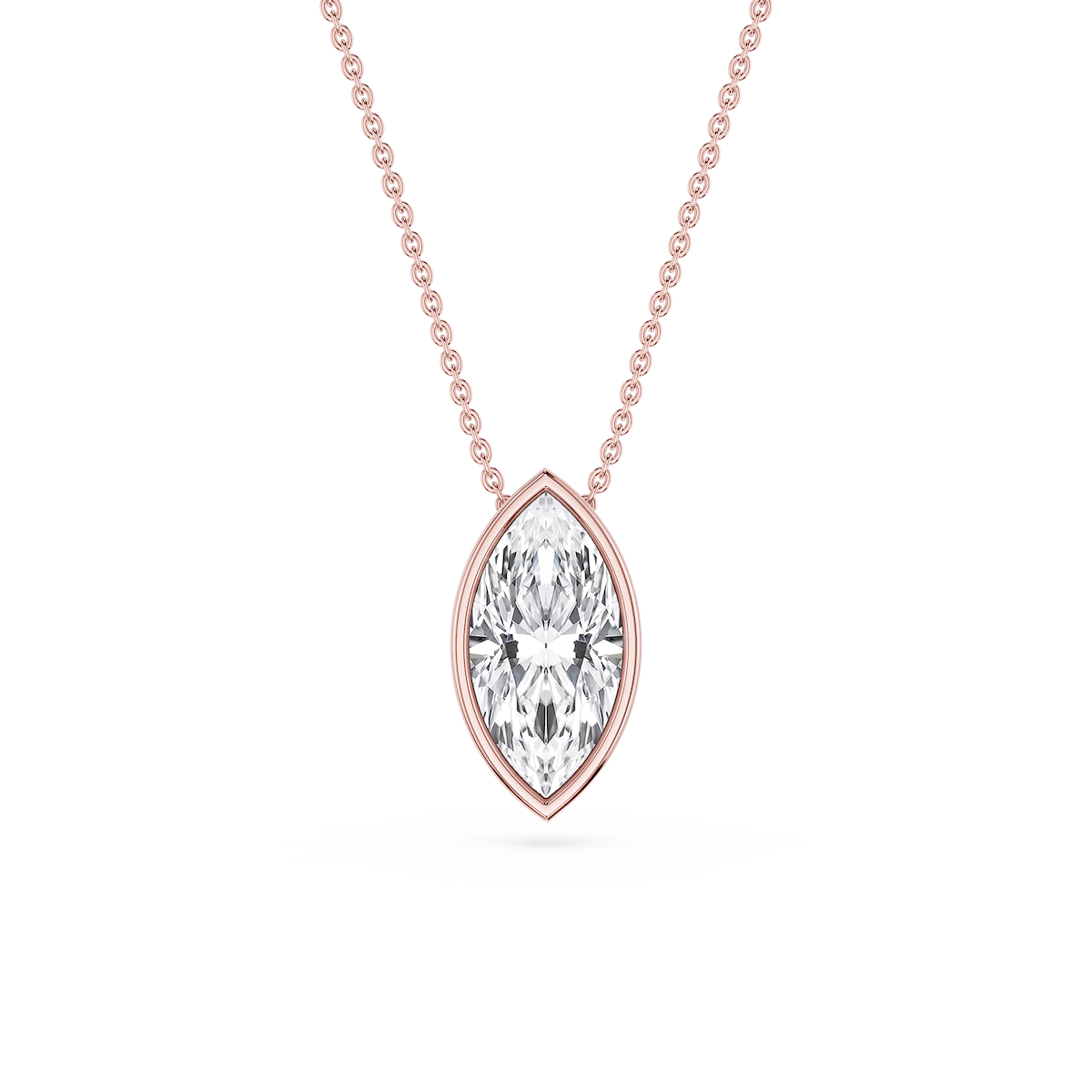 Marquise Lab Grown Diamond Bezel Solitaire Pendant - 18 Inches