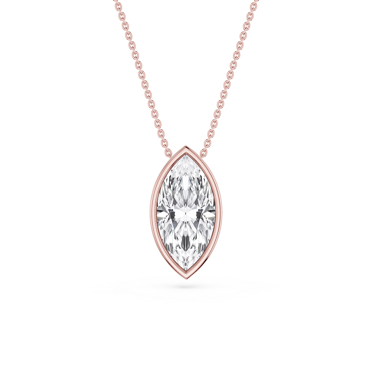 Marquise Lab Grown Diamond Bezel Solitaire Pendant - 18 Inches