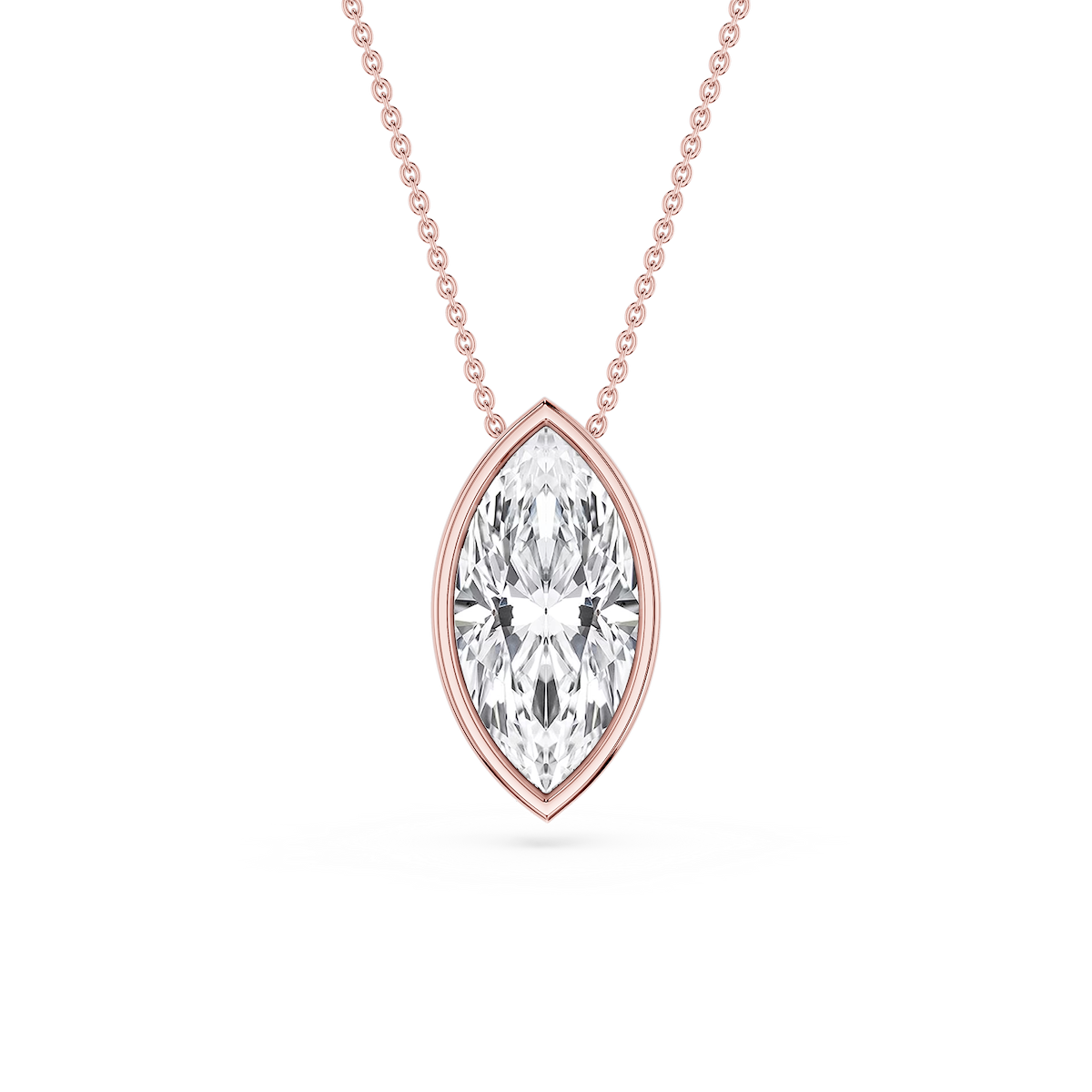 Marquise Lab Grown Diamond Bezel Solitaire Pendant - 18 Inches