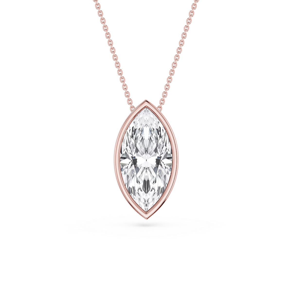 Marquise Lab Grown Diamond Bezel Solitaire Pendant - 18 Inches