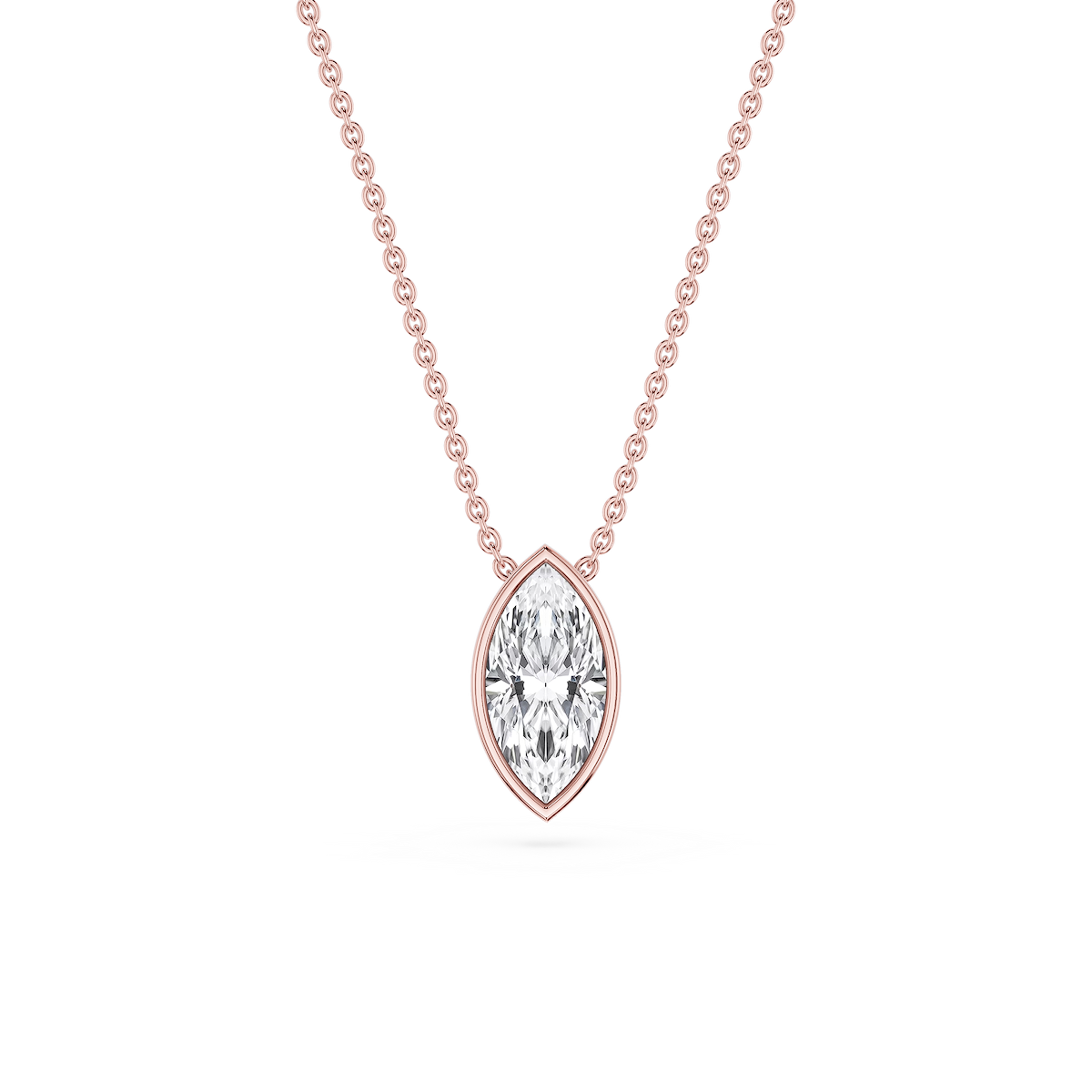 Marquise Lab Grown Diamond Bezel Solitaire Pendant - 18 Inches