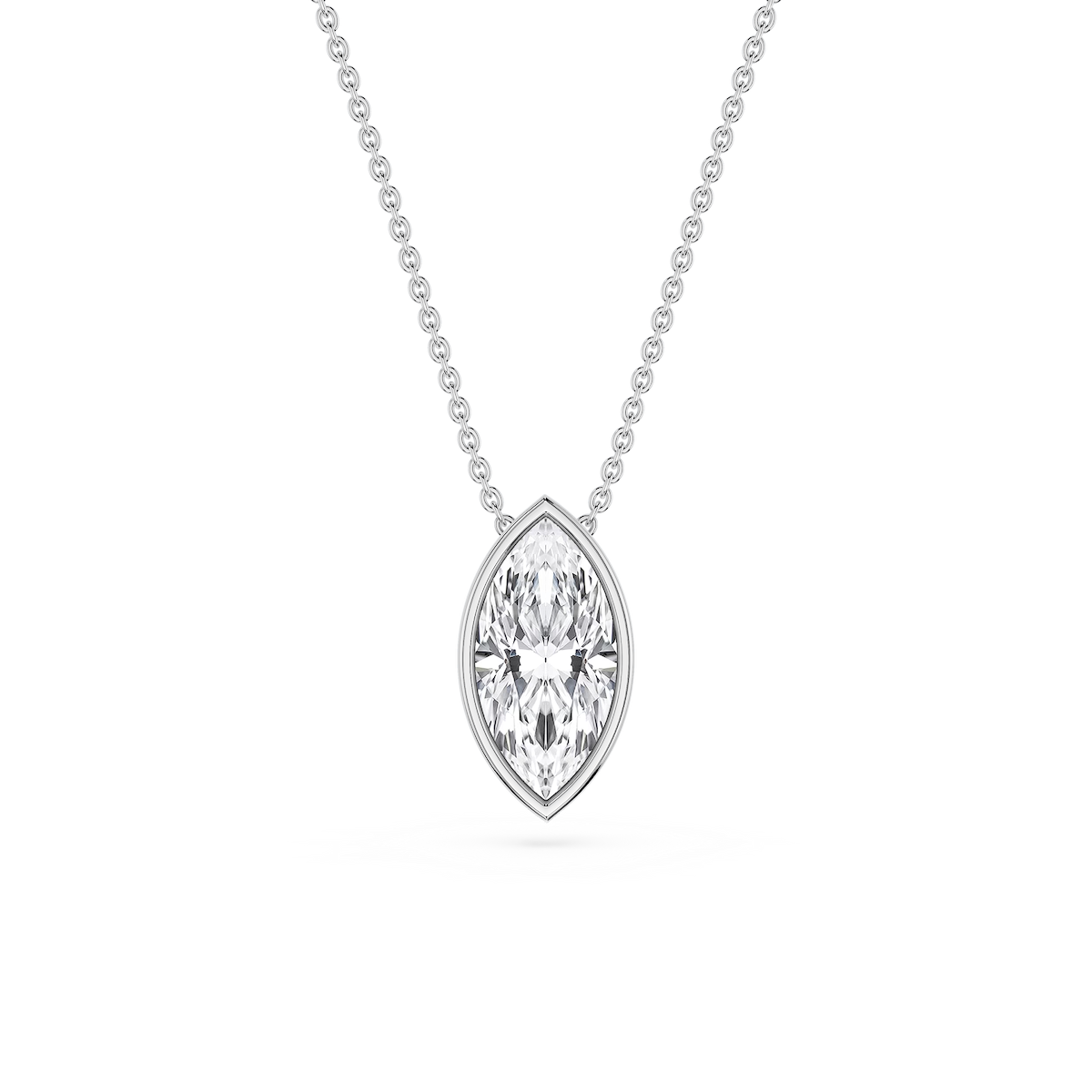 Marquise Lab Grown Diamond Bezel Solitaire Pendant - 18 Inches
