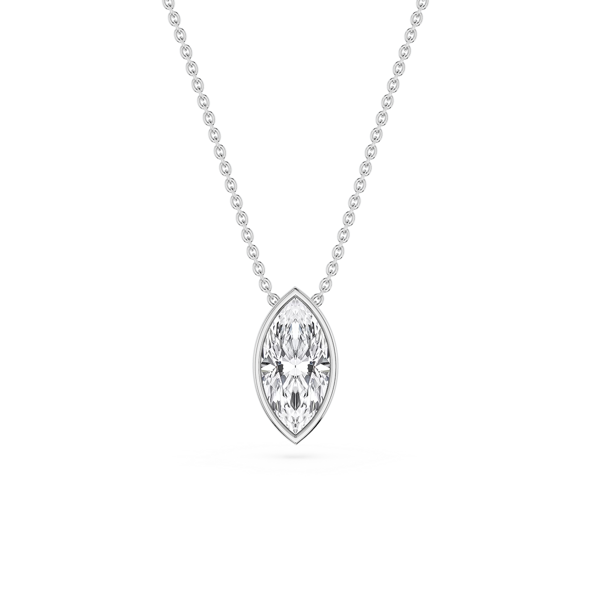 Marquise Lab Grown Diamond Bezel Solitaire Pendant - 18 Inches