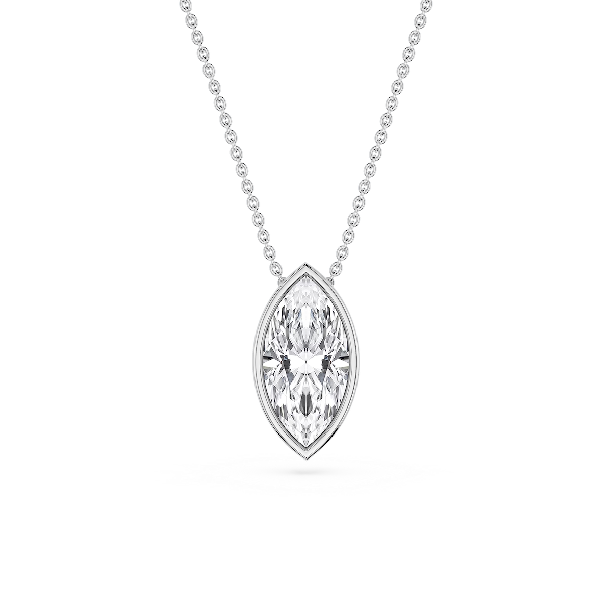 Marquise Lab Grown Diamond Bezel Solitaire Pendant - 18 Inches