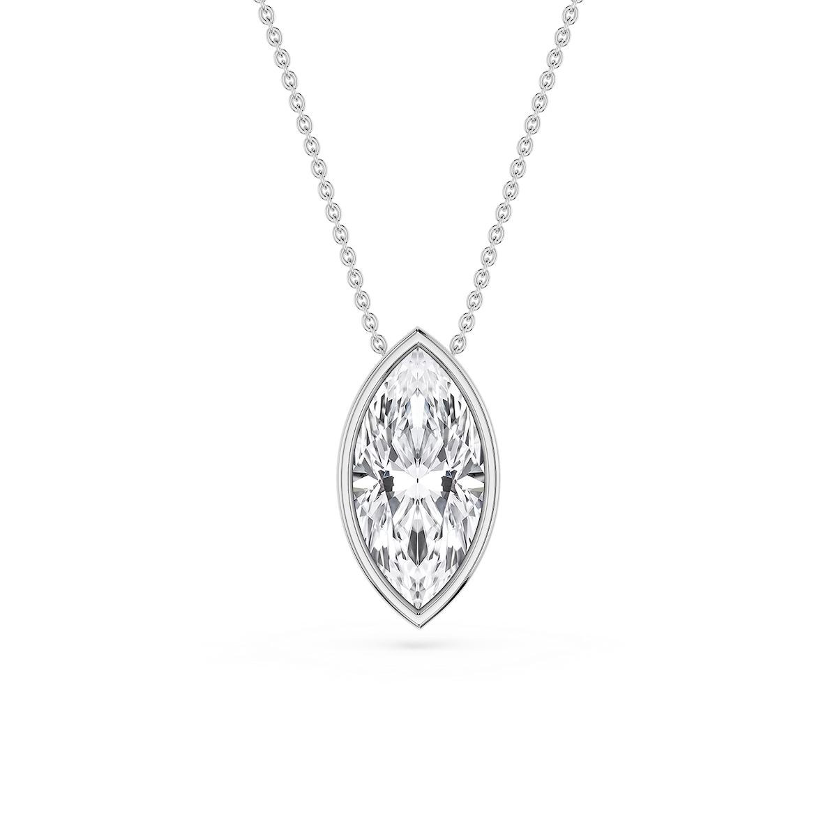 Marquise Lab Grown Diamond Bezel Solitaire Pendant - 18 Inches