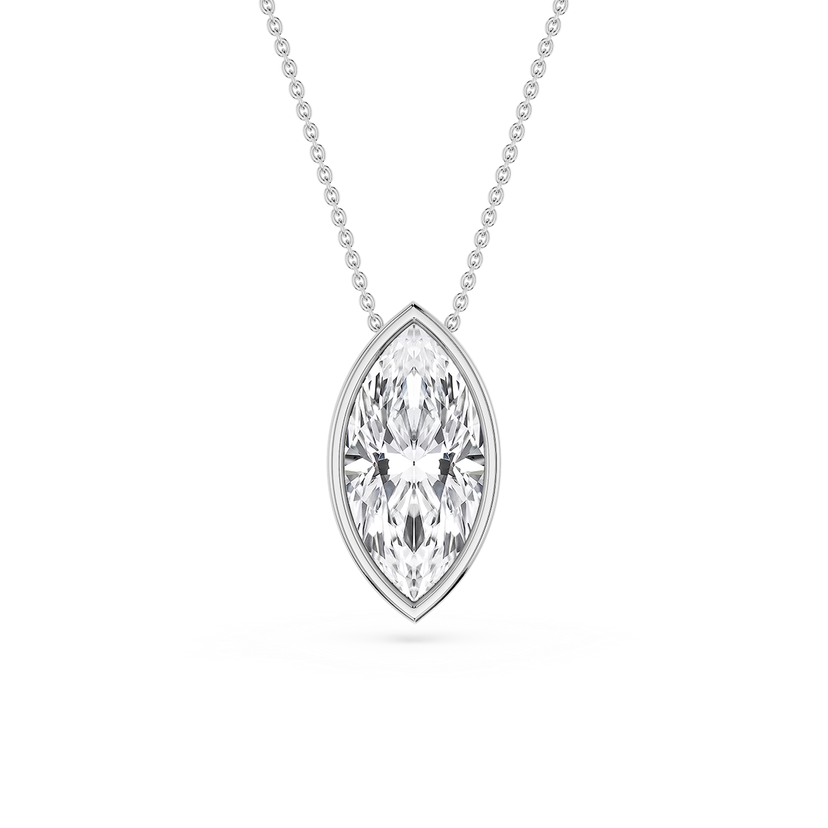 Marquise Lab Grown Diamond Bezel Solitaire Pendant - 18 Inches
