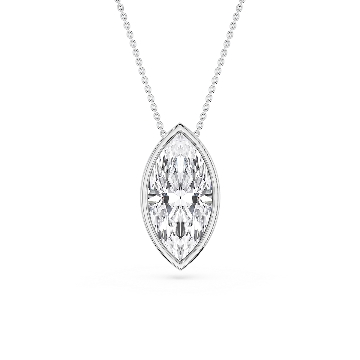 Marquise Lab Grown Diamond Bezel Solitaire Pendant - 18 Inches