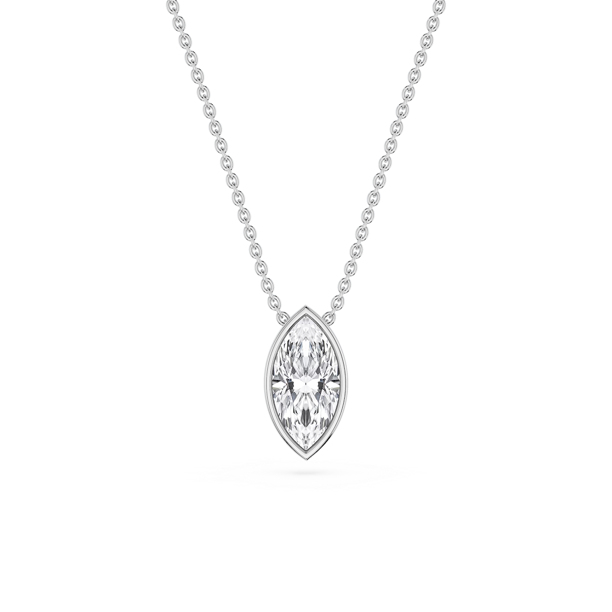 Marquise Lab Grown Diamond Bezel Solitaire Pendant - 18 Inches