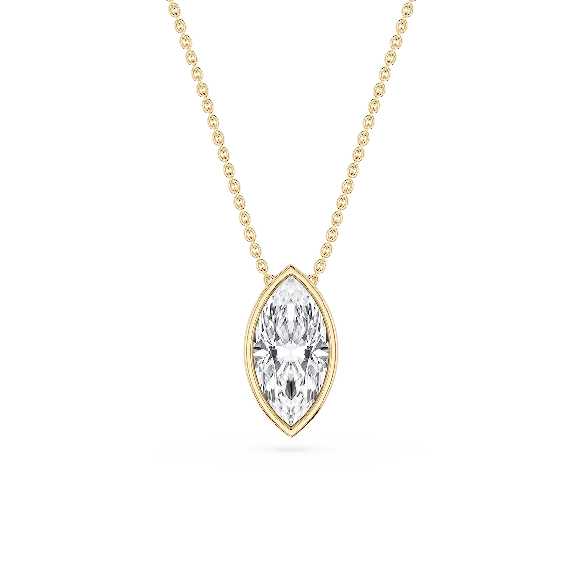 Marquise Lab Grown Diamond Bezel Solitaire Pendant - 18 Inches