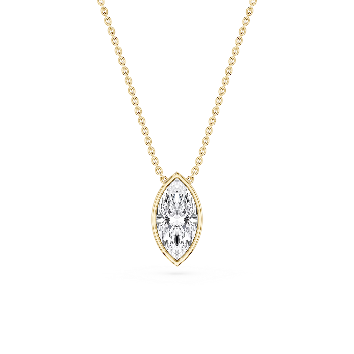 Marquise Lab Grown Diamond Bezel Solitaire Pendant - 18 Inches