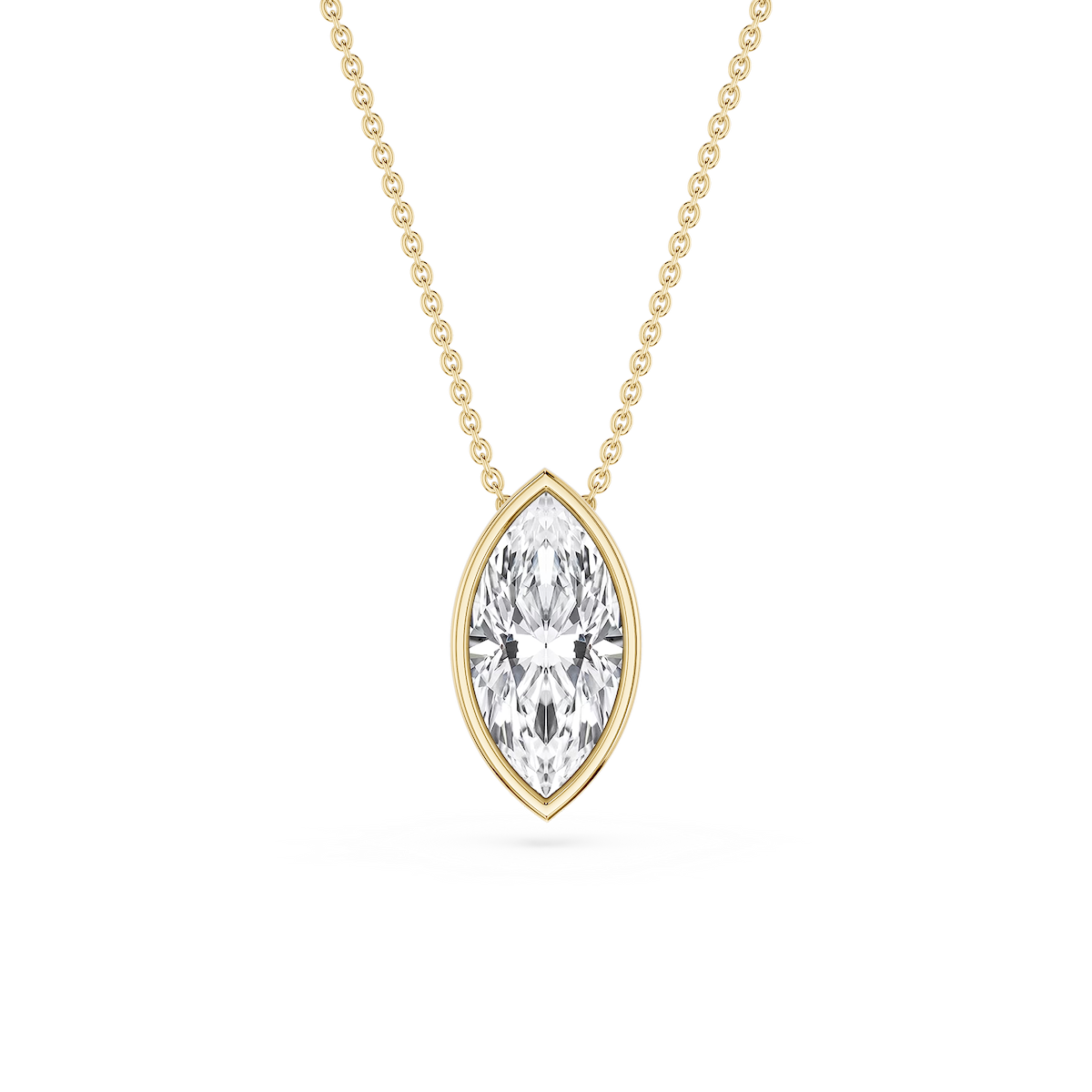 Marquise Lab Grown Diamond Bezel Solitaire Pendant - 18 Inches
