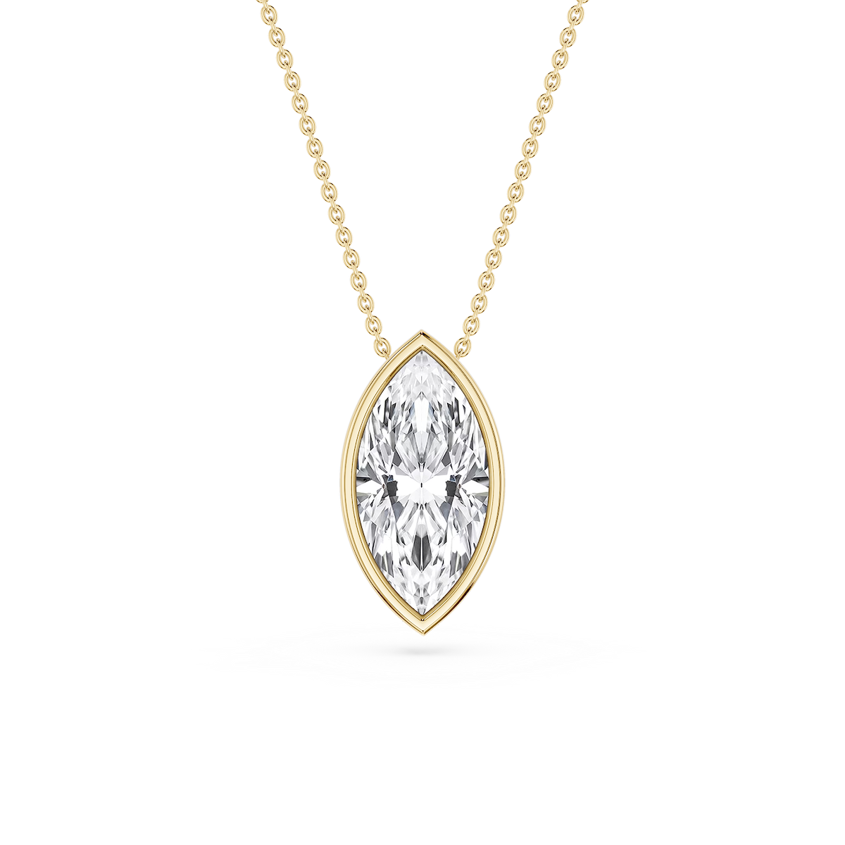 Marquise Lab Grown Diamond Bezel Solitaire Pendant - 18 Inches